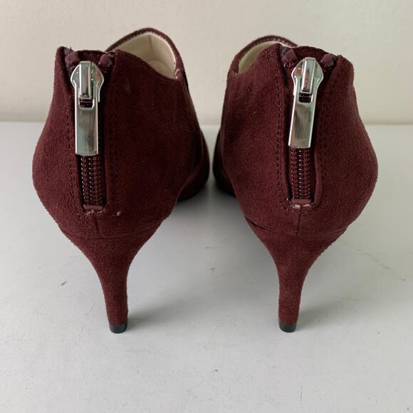 LifeStride Size 8W Annette Pointed Toe Kitten Heel Shooties Burgundy Faux Suede - Picture 9 of 15